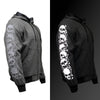 Milwaukee Leather Men's Bare Bones Charcoal Reflective Skull CE Armored Riding Hoodie, Shoulder and Elbow Armor - MPM1799