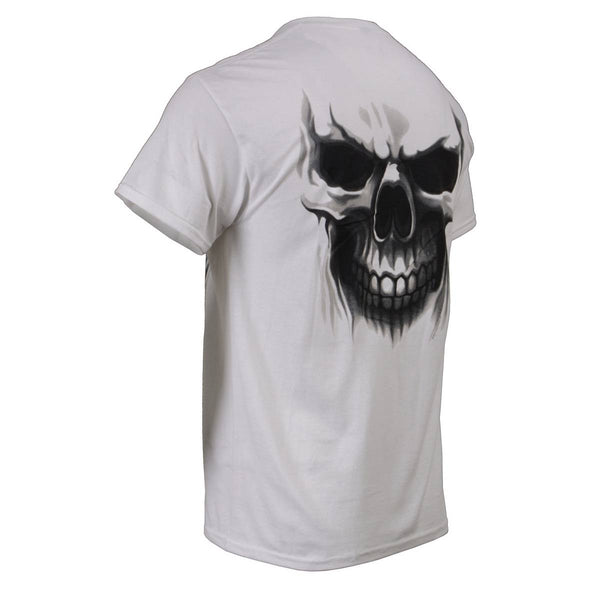 Milwaukee Leather MPMH116001 Men's 'Ghost' Skull Double Sided White Printed T-Shirt - Large