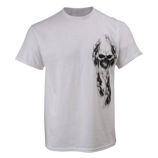 Milwaukee Leather MPMH116001 Men's 'Ghost' Skull Double Sided White Printed T-Shirt - 2X-Large