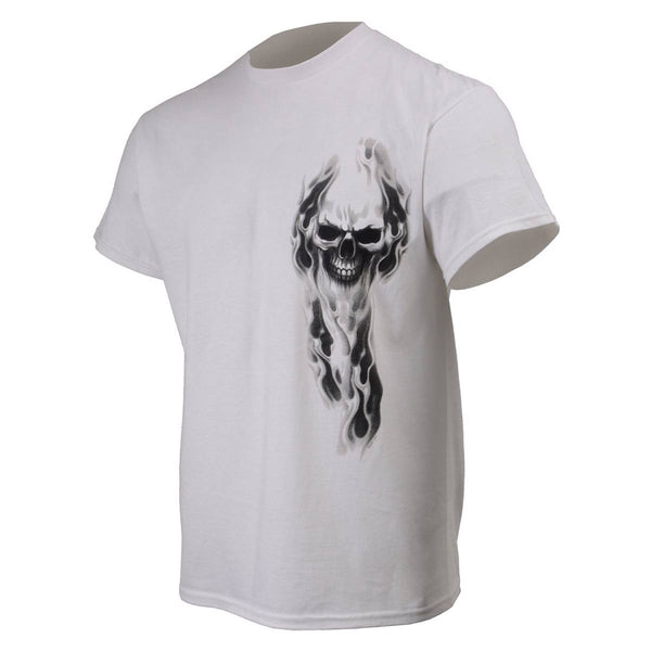 Milwaukee Leather MPMH116001 Men's 'Ghost' Skull Double Sided White Printed T-Shirt - 2X-Large