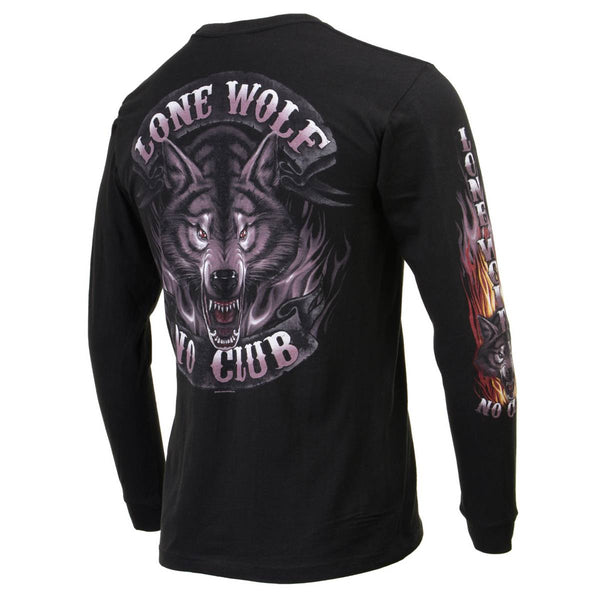 Milwaukee Leather MPMH117001 Men's 'Lone Wolf No Club' Biker Long Sleeve T-Shirt - Large