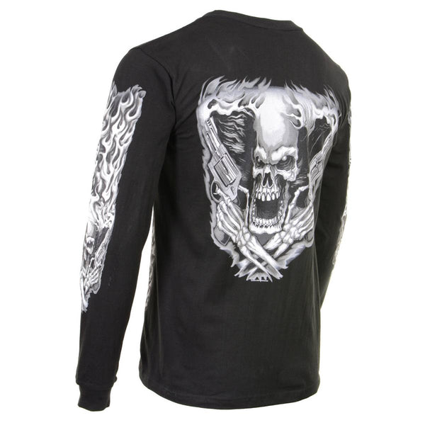 Milwaukee Leather MPMH117002 Mens 'Assassin' Double Sided Black Long Sleeve T-Shirt - X-Large