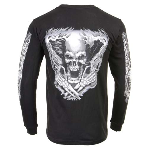 Milwaukee Leather MPMH117002 Mens 'Assassin' Double Sided Black Long Sleeve T-Shirt - Medium