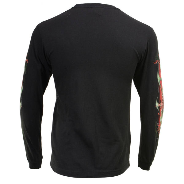 Milwaukee Leather MPMH117005 Men’s ‘Electric Skull’ Long Sleeve Black T-Shirt - Medium