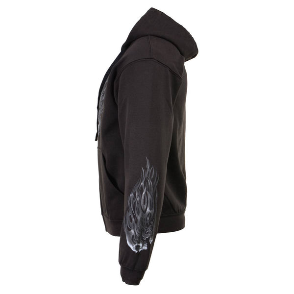 Milwaukee Leather MPMH118001 Men’s ‘Head Butt Skulls’ Black Hoodie with Zipper Closure - Large