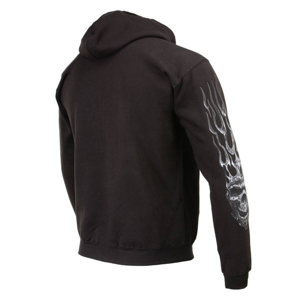 Milwaukee Leather MPMH118002 Men’s ‘Shredder Skull’ Black Hoodie with Zipper Closure - Large