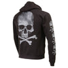 Milwaukee Leather MPMH118003 Men’s ‘Skull and Crossbones’ Black Hoodie with Zipper Closure - Large