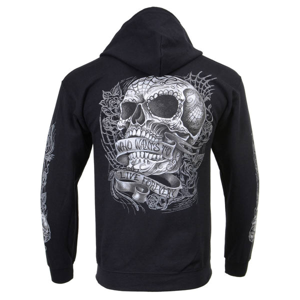 Milwaukee Leather MPMH118004 Men’s ‘Sweet Demise’ Black Hoodie with Zipper Closure - Medium