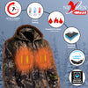 Nexgen Heat NXM1776SET Men's Camouflaged Heated Zipper Hoodies - for Outdoor Winter Cold Weather Activities