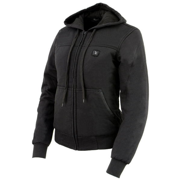 Nexgen Heat MPL2713SET Women Black 'Heated' Front Zipper Fiery Hoodie Jacket for Outdoor Activities