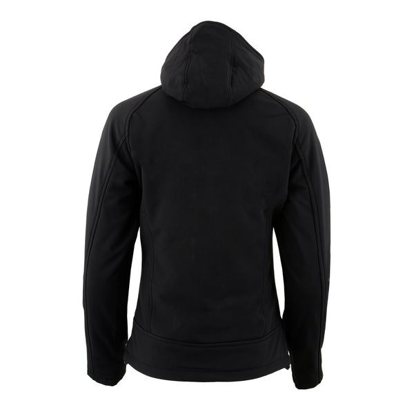 Nexgen Heat MPL2767SET Women's Black 'Heated' Soft Shell Jacket with Detachable Hood for Riding Hiking Winter Outdoor Activities