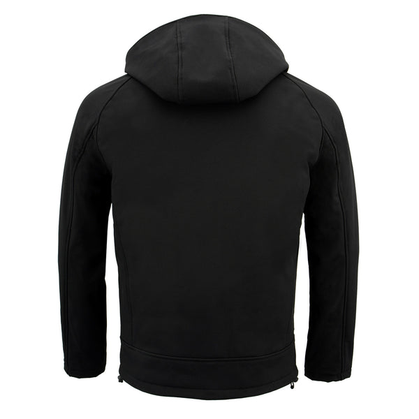 Nexgen Heat NXM1767SET Men's 'Ruffled' Black Soft Shell Heated Hooded Jacket- for Outdoor Winter Cold Weather Activities