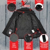 Nexgen Heat NXL2767SET Women's Black Ruffled Heated Soft Shell Jacket with Detachable Hood for Hiking w/ Battery