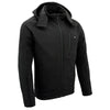 Nexgen Heat NXM1767SET Men's 'Ruffled' Black Soft Shell Heated Hooded Jacket (Included Rechargeable 10000mAh Battery)