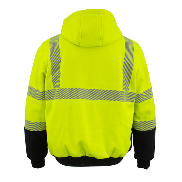 Nexgen Heat MPM1773SET Men's Heated High Visibility Work Hoodie, Neon Green Hi Vis Reflective Hoodie w/ Battery