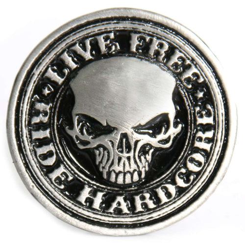 Milwaukee Leather MLP9241 Hardcore Stencil Skull Biker Pin For Jackets, Vest, Hats and Clothing
