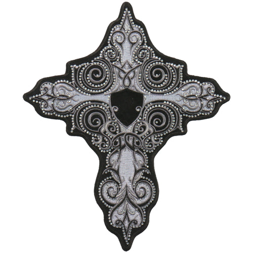 Hot Leathers PPC3287 9 Inch White Cross Patch with Rhinestones