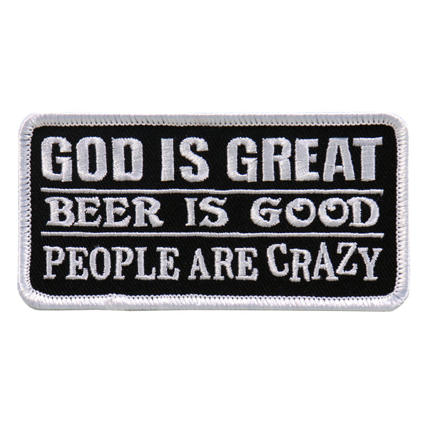 Hot Leathers PPL9637 God Is Great Beer Is Good 4"x2" Patch