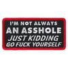 Hot Leathers PPL9826 I'm Not Always An Asshole 4"x 2" Patch