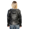 Milwaukee Leather SFL2810 Women's Black Scuba Style Fashion Leather Jacket with Drawstring and Hoodie