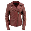 Milwaukee Leather Red Vintage Motorcycle Inspired Vegan Tan Fashion Leather Jacket for Women SFL2812