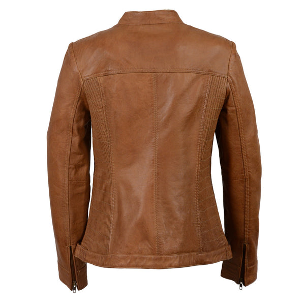 Slim Fit Leather Jacket for Women with Side Zipper – Musheditions