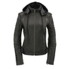 Milwaukee Leather SFL2865 Women's Black Scuba Style Fashion Casual Leather Jacket with Hoodie