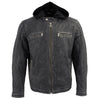 Milwaukee Leather Vintage SFM1802 Men's Black Nubuck Leather Motorcycle Style Fashion Leather Jacket with Hoodie