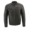 Milwaukee Leather SFM1806 Men's Black Euro Collar Cafe Style Leather Jacket