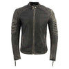 Milwaukee Leather Vintage SFM1808 Men's Black Leather Seamed Shoulder Zipper Front Jacket