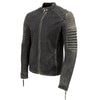 Milwaukee Leather Vintage SFM1808 Men's Black Leather Seamed Shoulder Zipper Front Jacket