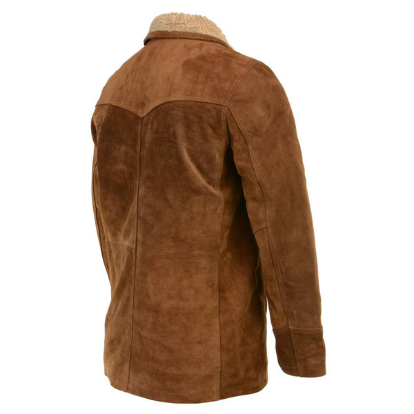 Milwaukee Leather Vintage SFM1819 Men's Western Style Long Brown Suede Leather Fashion Coat Jacket