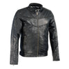 Milwaukee Leather SFM1835 Men's Black ‘Cafe Racer’ Leather Jacket with Snap Button Collar