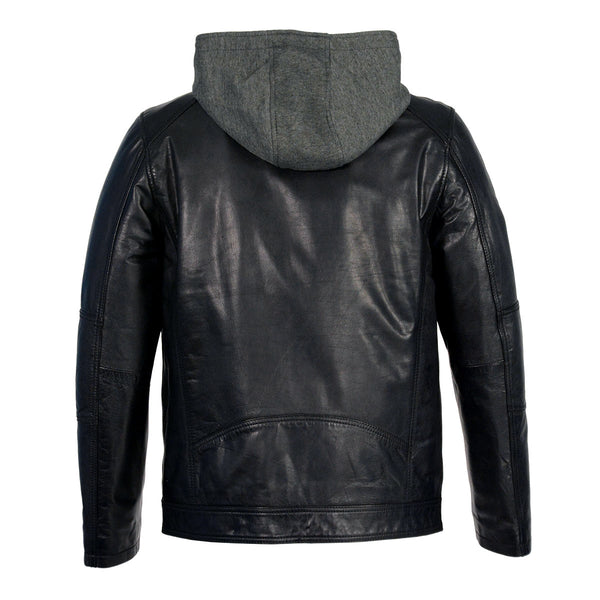 Milwaukee Leather SFM1850 Men's Black Snap Collar Leather Moto Jacket with Removable Hoodie