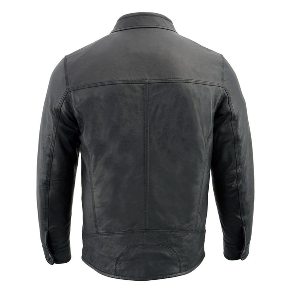 Milwaukee Leather SFM1866 Men's Classic Black Moto Leather Jacket with Zipper Front