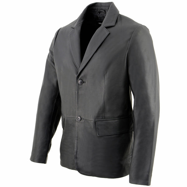 Milwaukee Leather SFM1880 Men's Black 2-Button Closure Car Coat Blazer Leather Jacket