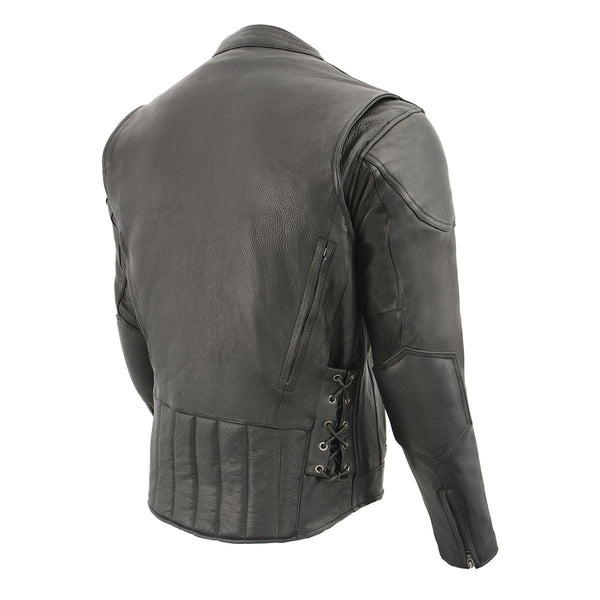 Milwaukee Leather SH1010 Men's 'Scooter' Black Vented Leather Jacket with Side Laces