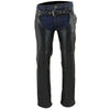 Milwaukee Leather SH1101TALL Men's Classic Black Motorcycle Riding Leather Chaps with Jean Pockets in Tall Sizes