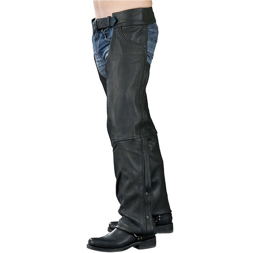 Milwaukee Leather SH1102 Men's Black Braided Leather Jean Style Chaps
