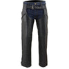 Milwaukee Leather SH1103 Men's Black Leather Slash Pocket Chaps with Snap Out Liner