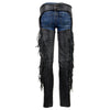 Milwaukee Leather SH1116 Women's Classic Braided & Fringed Black Leather Motorcycle Chaps w/ Turq Rose Embroidery