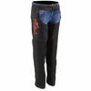 Milwaukee Leather SH1182 Women's Black with Red Textile Motorcycle Riding Chaps with Tribal Embroidery