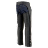 Milwaukee Leather Chaps for Men's Black Prime Leather Zipped Thigh Pocket- Mesh Lined Motorcycle Rider Chap- SH1190