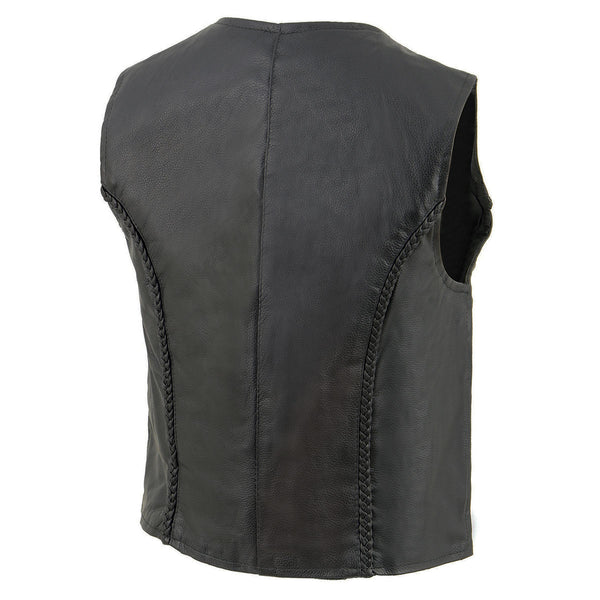 Milwaukee Leather SH1246 Women's Classic Black Leather Zipper Front Vest
