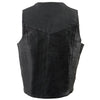 Milwaukee Leather SH1310Tall Men's Black Leather Classic V-Neck Motorcycle Rider Vest w/ Snap Button Closure