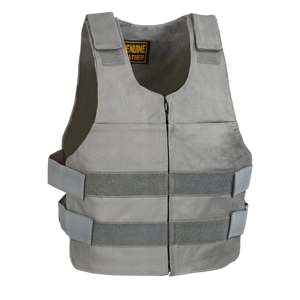Milwaukee Leather SH1367LZ Ladies 'Bullet Proof Replica' Grey Leather Vest