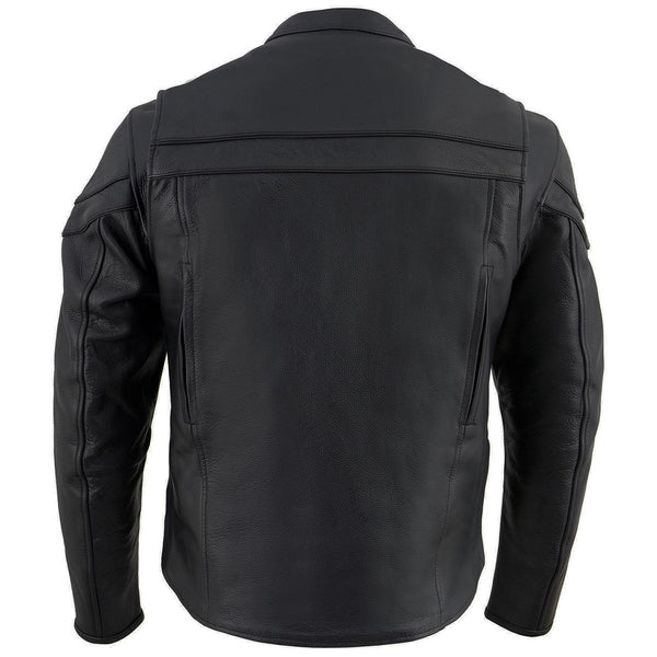 Milwaukee Leather SH1408 Men's Sporty Crossover Vented Black Leather Scooter Jacket