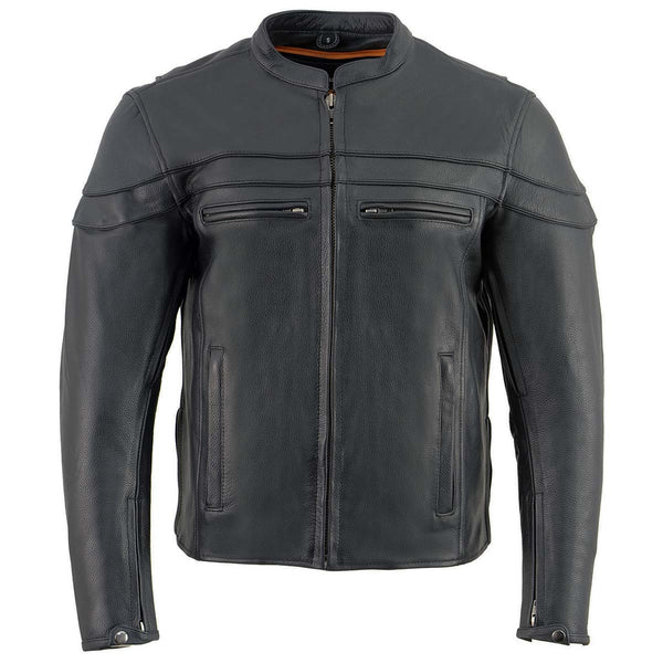 Milwaukee Leather SH1408 Men's Sporty Crossover Vented Black Leather Scooter Jacket