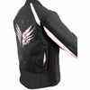 Milwaukee Leather SH1954 Women's Black and Pink Textile Jacket with Stud and Wings Detailing