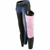 Milwaukee Leather SH1956 Women's 'Winged' Black and Pink Textile Chaps